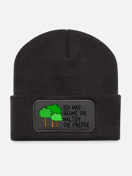 Ich mag Bäume die halten die Fresse - Recycelte Patch Beanie - Dunkelgrau