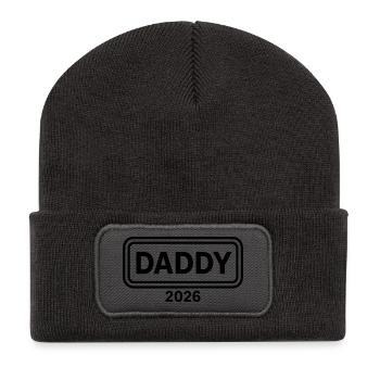 DADDY 2026 Proud Dad-to-be - Recycled Patch Beanie - dark grey - Front