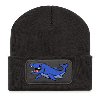 Dino - Recycelte Patch Beanie - Dunkelgrau - Vorne