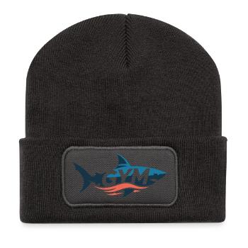 Aqua Shark Gym Emblem - Recycelte Patch Beanie - Dunkelgrau - Vorne