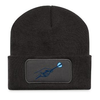 Darts Dartspieler Hand Profi Sport Outfit - Recycelte Patch Beanie - Dunkelgrau - Vorne