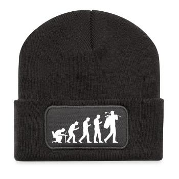 Evolution Golf Lustiges Geschenk für Golfer Männer - Recycelte Patch Beanie - Dunkelgrau - Vorne