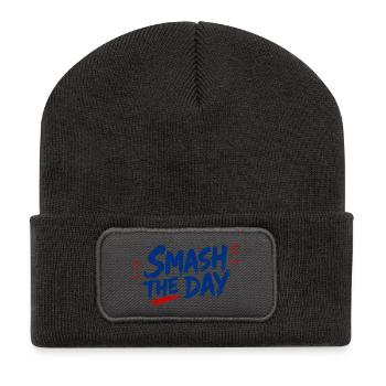 SMASH THE DAY Motivation pour le padel et le tennis - Beanie recyclé à patch - charbon - Devant