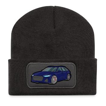 Silhouette de voiture de sport bleu minuit - Beanie recyclé à patch - charbon - Devant