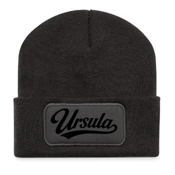 Ursula name first last family - Recycled Patch Beanie - dark grey - Front