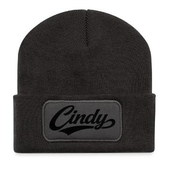 Cindy name first last family gifts - Recycled Patch Beanie - dark grey - Front