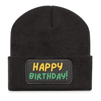 Happy Birthday - Recycelte Patch Beanie - Dunkelgrau - Vorne