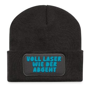 voll laser wie der abgeht - Recycelte Patch Beanie - Dunkelgrau - Vorne