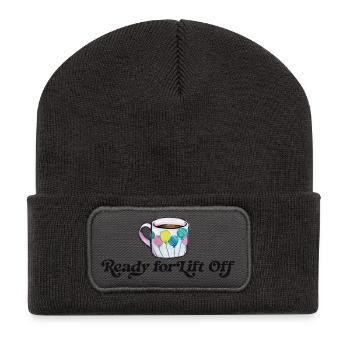 Décollage de la tasse en ballon - Beanie recyclé à patch - charbon - Devant