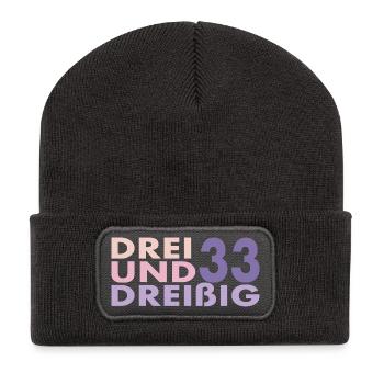 33. Geburtstag Geschenk Mann Frau - Recycelte Patch Beanie - Dunkelgrau - Vorne