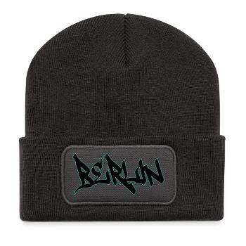 Lettrage au néon - Beanie recyclé à patch - charbon - Devant