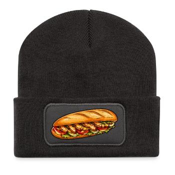 Frisch belegtes Baguette-Sandwich - Recycelte Patch Beanie - Dunkelgrau - Vorne