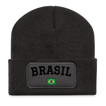 Drapeau du Brésil Noir - Beanie recyclé à patch - charbon - Devant