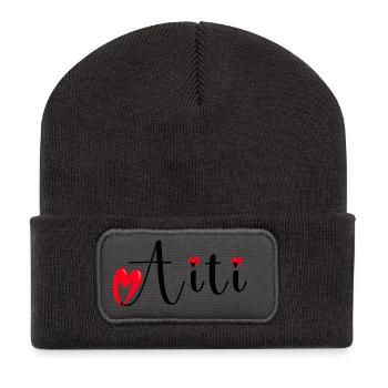 Bonne fête Maman cœur rouge amour mères  Aiti - Beanie recyclé à patch - charbon - Devant