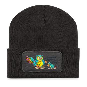 Bunte Eulenfreundschaft Szene - Recycelte Patch Beanie - Dunkelgrau - Vorne