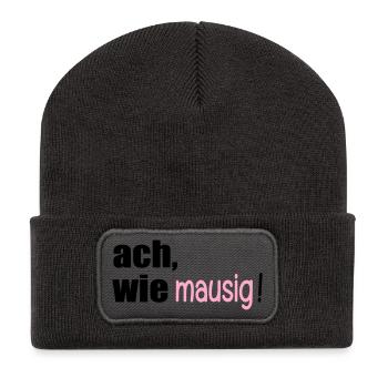 MAUSIGE SPRÜCHE - Recycelte Patch Beanie - Dunkelgrau - Vorne
