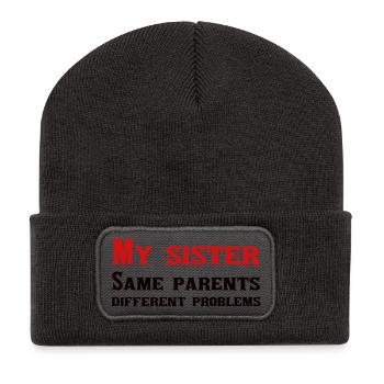 My sister: same parents, different problems - Recycled Patch Beanie - dark grey - Front