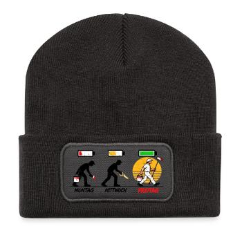 Maler wissen, warum Freitag der beste Farbton ist - Recycelte Patch Beanie - Dunkelgrau - Vorne