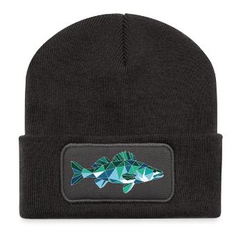 Poly Stil Zander - Recycelte Patch Beanie - Dunkelgrau - Vorne