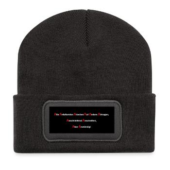 10 A's der Arbeit - Recycelte Patch Beanie - Dunkelgrau - Vorne