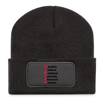 Martin ,Vorname,Namensschild,Name,Fun Shirt (25) - Recycelte Patch Beanie - Dunkelgrau - Vorne