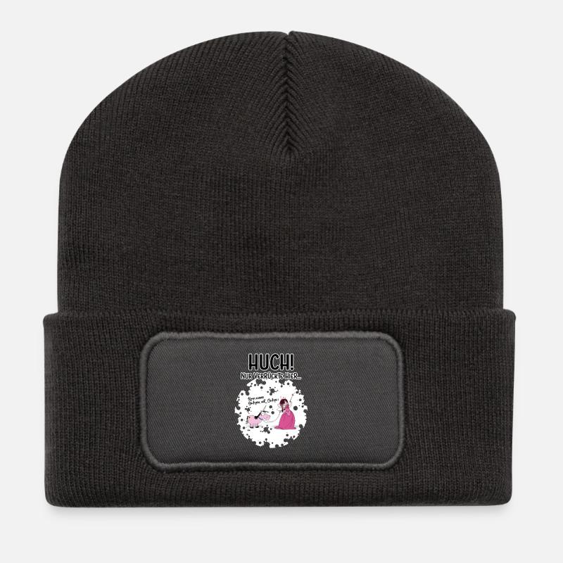 Nur Verrückte hier - Recycelte Patch Beanie - Dunkelgrau