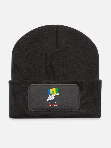 Saint-Vincent-et-les Grenadines tamponnant Football - Beanie recyclé à patch - charbon