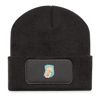 Child with dog - Recycled Patch Beanie - dark grey - Front