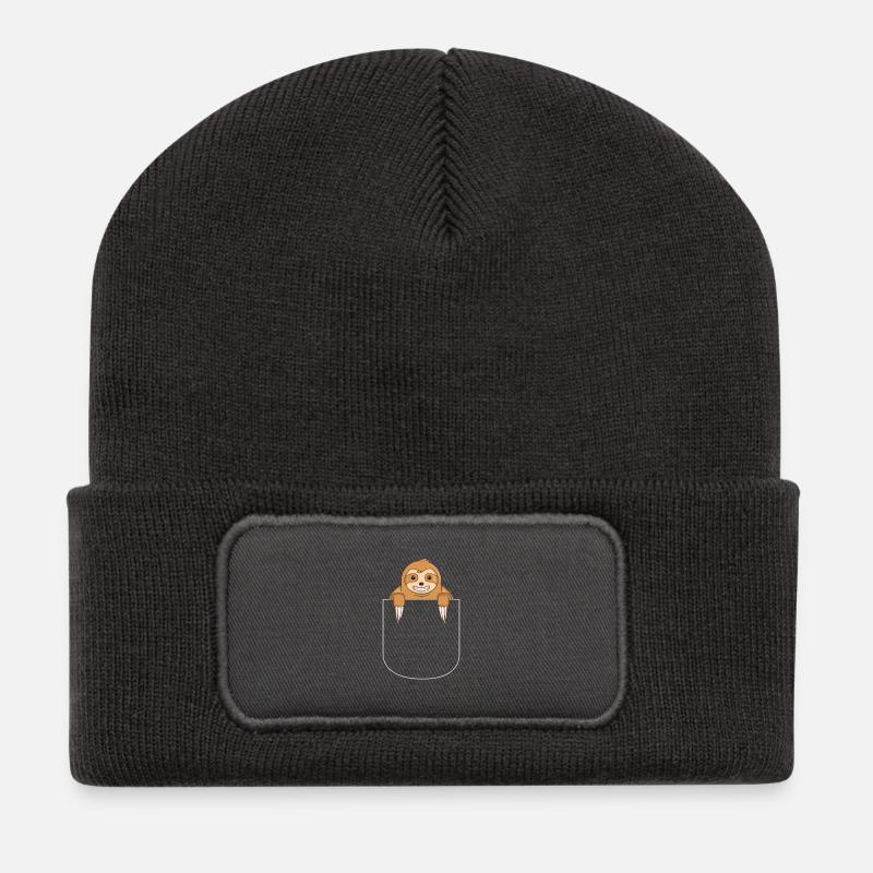 Faultier in der Tasche - Recycelte Patch Beanie - Dunkelgrau