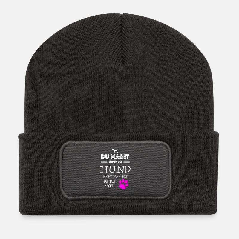 Hundeliebhaber gegen Nachbar - Recycelte Patch Beanie - Dunkelgrau
