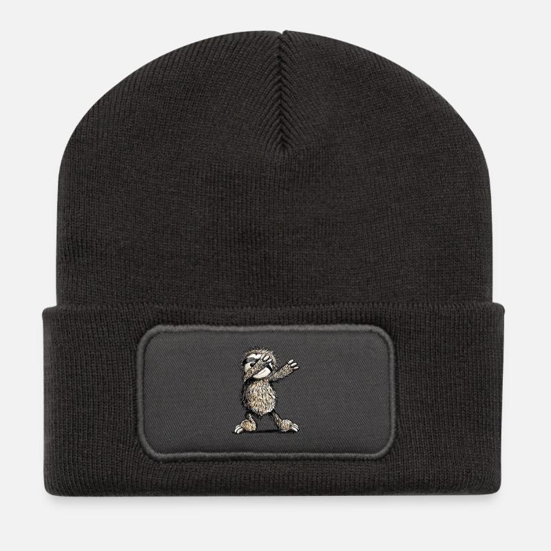 Dabbing Faultier - Dab Dance - Faultiere - Recycelte Patch Beanie - Dunkelgrau