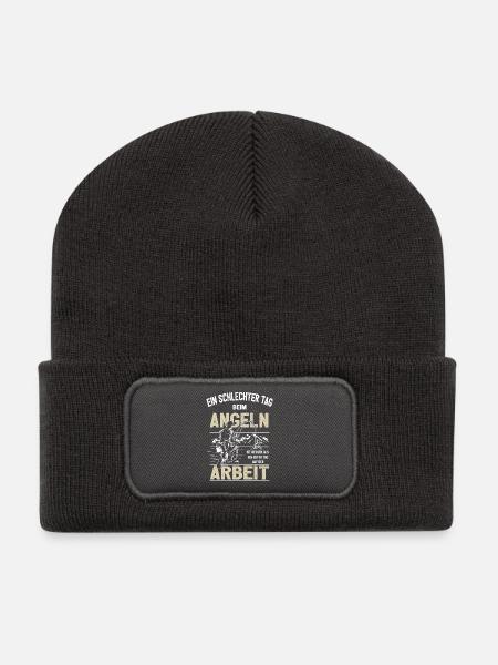 Ein schlechter Tag beim Angeln | Angel Freunde - Recycelte Patch Beanie - Dunkelgrau