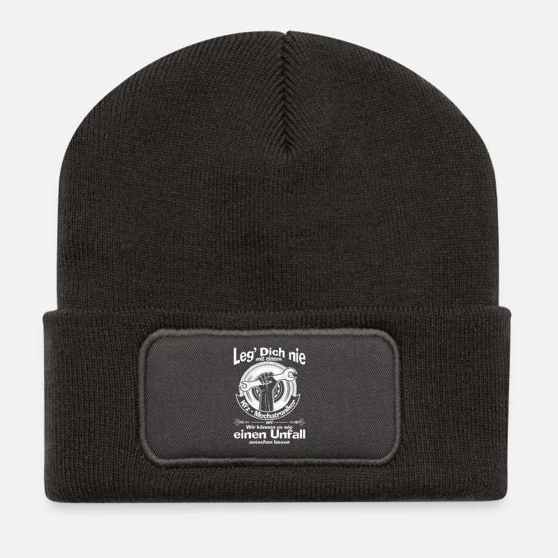 Automechatroniker Geschenk - Recycelte Patch Beanie - Dunkelgrau