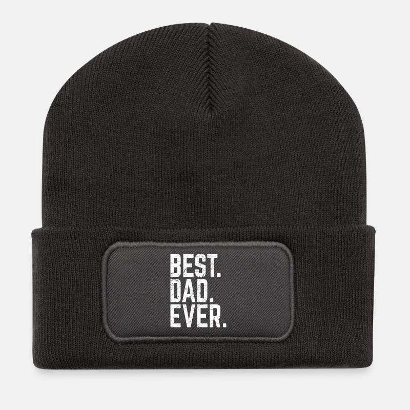 Best Dad Ever - Recycelte Patch Beanie - Dunkelgrau