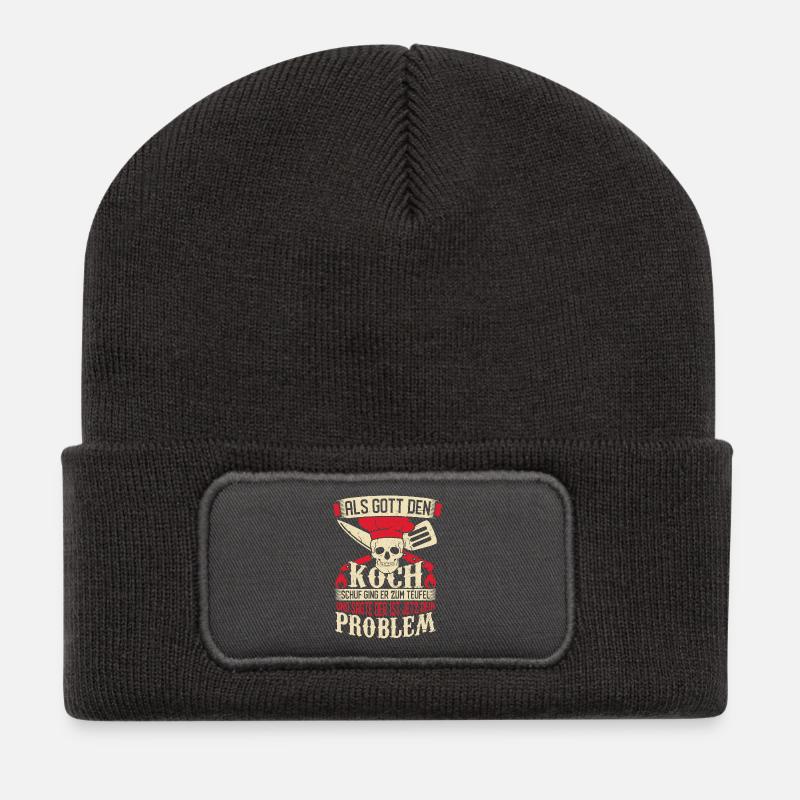 Gott schuf den Koch - Recycelte Patch Beanie - Dunkelgrau