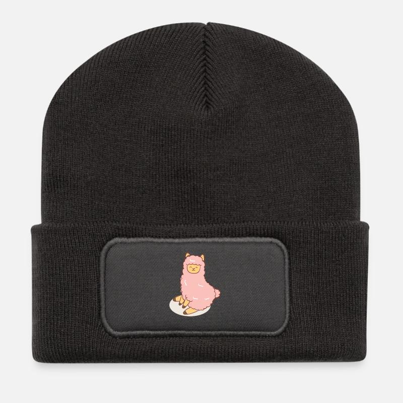 Pink sheep - Recycled Patch Beanie - dark grey