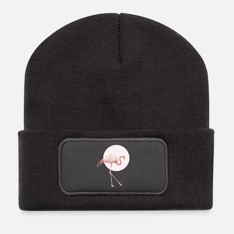 Flamant rose - Beanie recyclé à patch - charbon