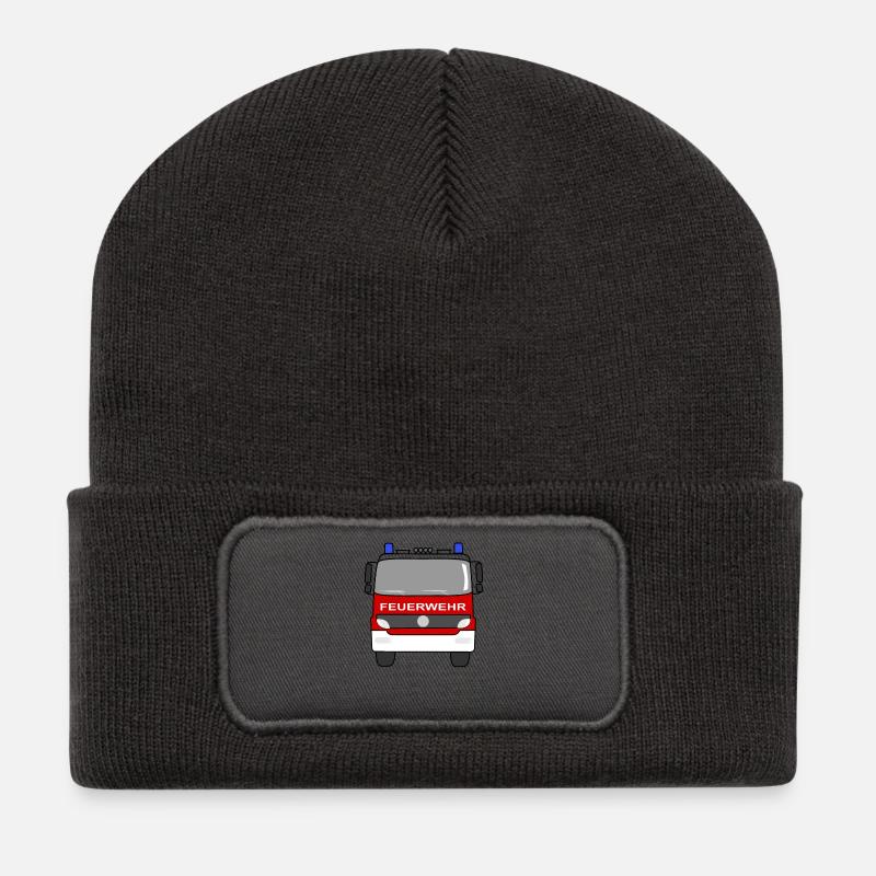 Feuerwehrauto - Recycelte Patch Beanie - Dunkelgrau