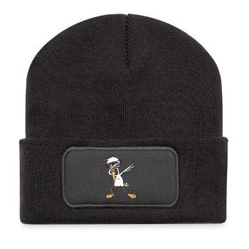 Dab Storch I Schwangerschaft I Baby Geschenk - Recycelte Patch Beanie - Dunkelgrau - Vorne