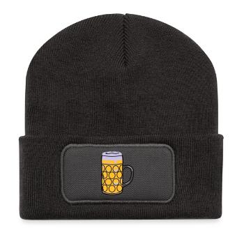 Tasse de bière, pinte, mesure - Beanie recyclé à patch - charbon - Devant
