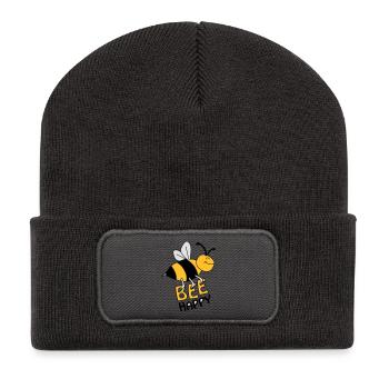 Bee Happy - Recycelte Patch Beanie - Dunkelgrau - Vorne