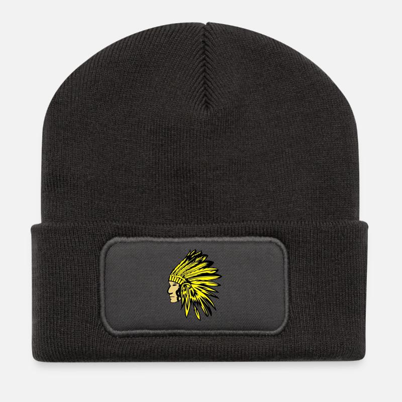 indianer - Recycelte Patch Beanie - Dunkelgrau