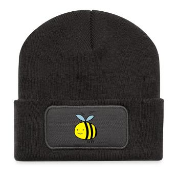 comic_biene_002 - Beanie recyclé à patch - charbon - Devant