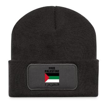 Palestine libre avec le drapeau - Beanie recyclé à patch - charbon - Devant
