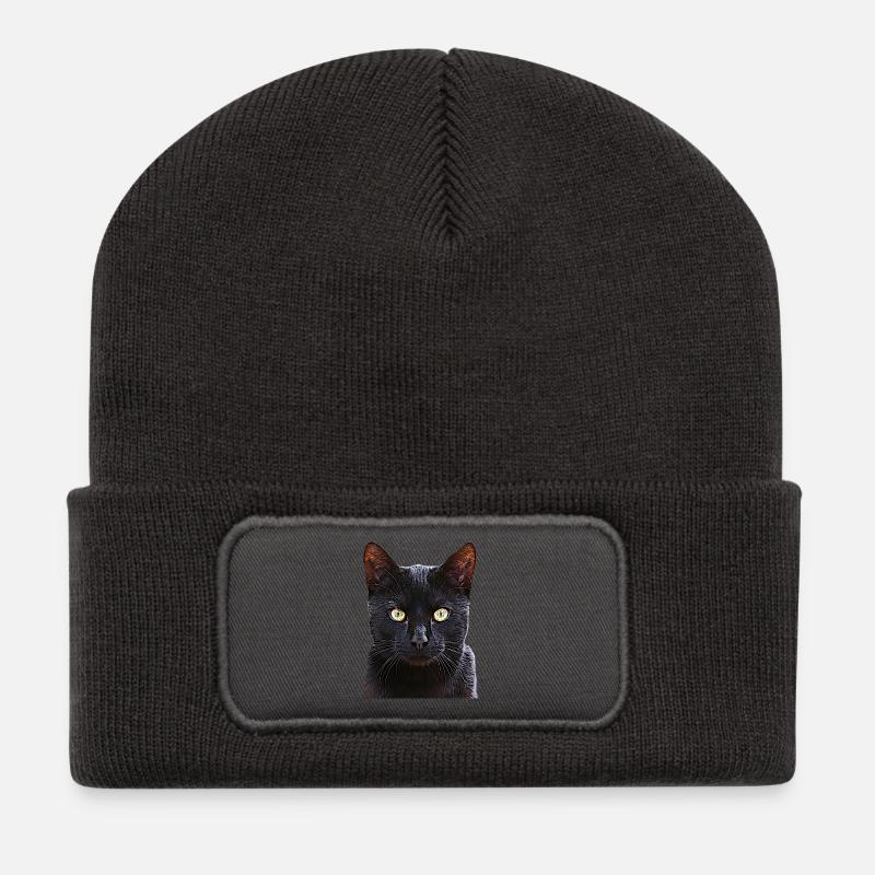 Katze schwarze Katze Katzen cat Cats - Recycelte Patch Beanie - Dunkelgrau