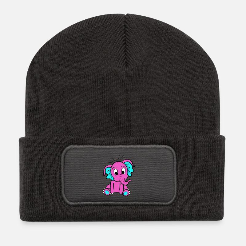 Pink elephant - Recycled Patch Beanie - dark grey