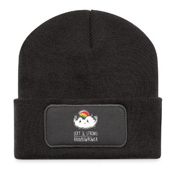 Rainbow cloud creative gift funny power - Recycled Patch Beanie - dark grey - Front