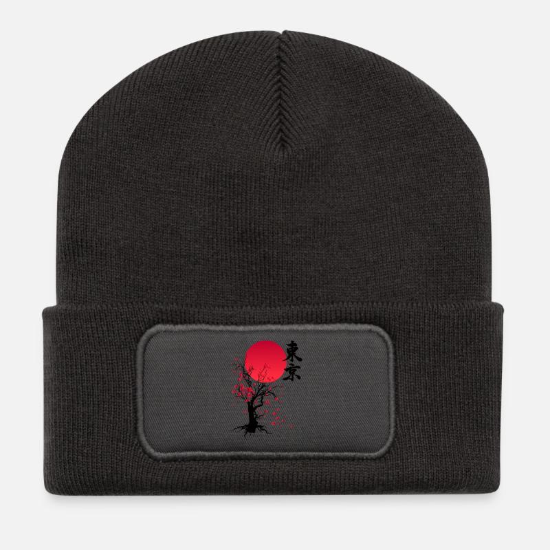 AUTOMNE - AUTOMNE DES FLEURS DE CERISIER - Beanie recyclé à patch - charbon