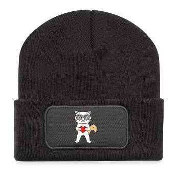 Turkish van with sunglasses and heart - Recycled Patch Beanie - dark grey - Front