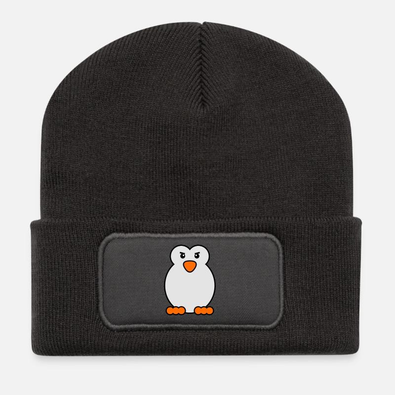 Pinguin Vogel Tier Antarktis Kälte Südpol - Recycelte Patch Beanie - Dunkelgrau
